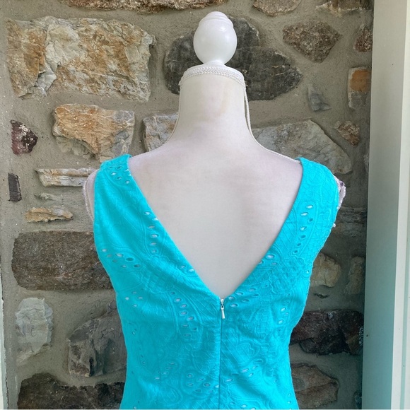 NWT Lilly Pulitzer Madden Dress Jumno Pattern Petal Eyelet Shorefly Blue - Picture 9 of 15